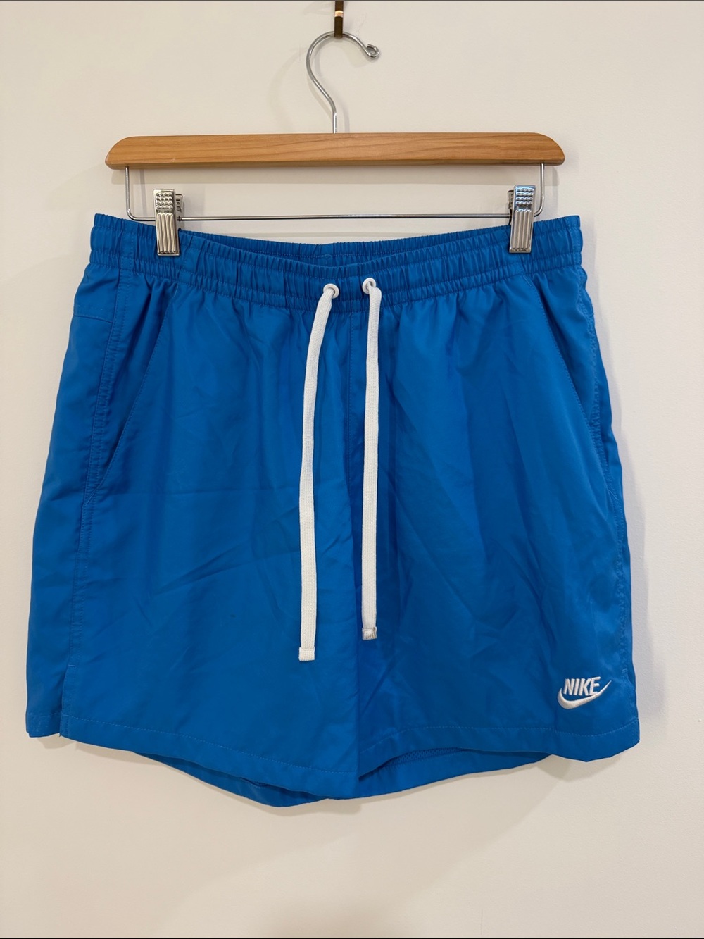 Nike Royal Blue Men's Swim Shorts with White Drawstring